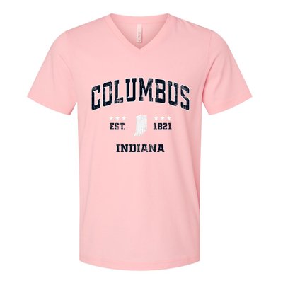 Columbus Indiana In Vintage Athletic Sports Souvenir V-Neck T-Shirt