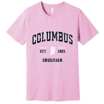 Columbus Indiana In Vintage Athletic Sports Souvenir Premium T-Shirt