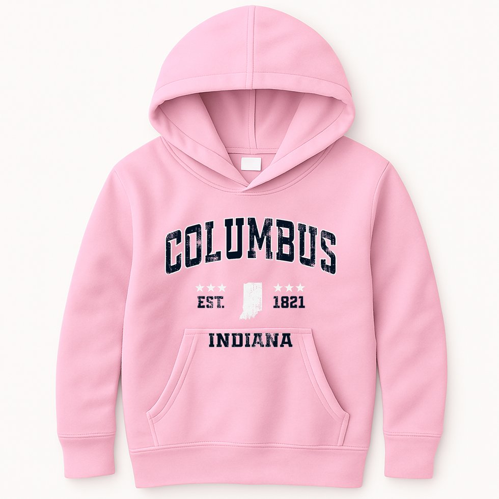Columbus Indiana In Vintage Athletic Sports Souvenir Kids Hoodie