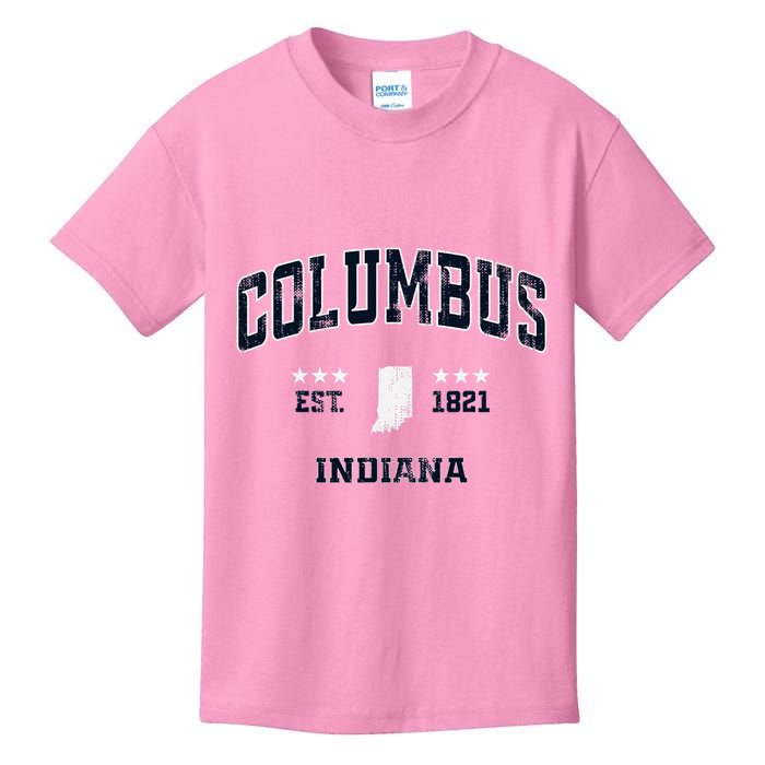 Columbus Indiana In Vintage Athletic Sports Souvenir Kids T-Shirt