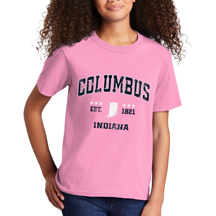Columbus Indiana In Vintage Athletic Sports Souvenir Kids T-Shirt