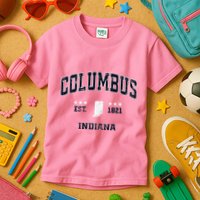 Columbus Indiana In Vintage Athletic Sports Souvenir Kids T-Shirt