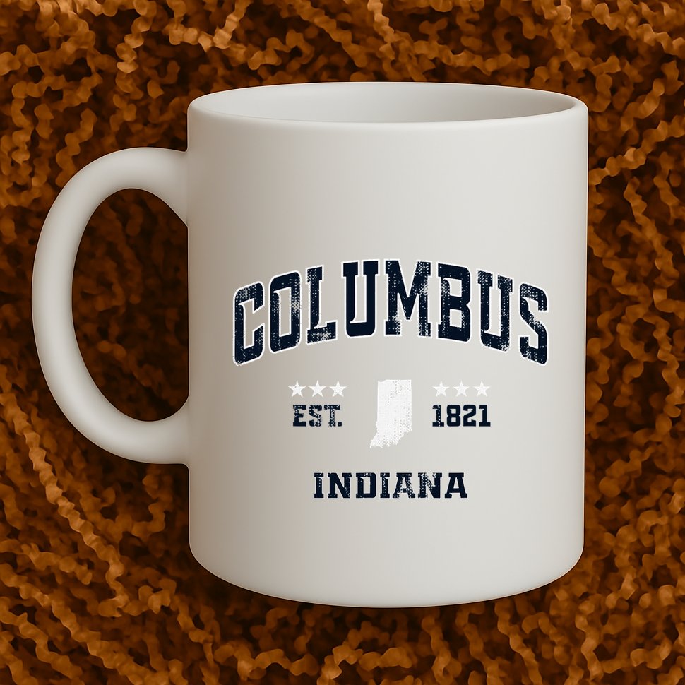 Columbus Indiana In Vintage Athletic Sports Souvenir Mug