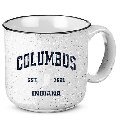 Columbus Indiana In Vintage Athletic Sports Souvenir 15oz Campfire Ceramic Mug