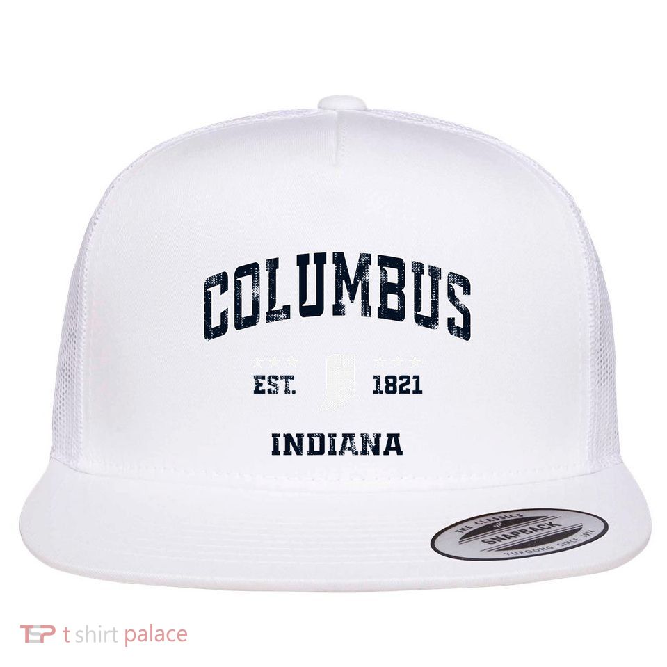 Columbus Indiana In Vintage Athletic Sports Souvenir Flatbill Hat