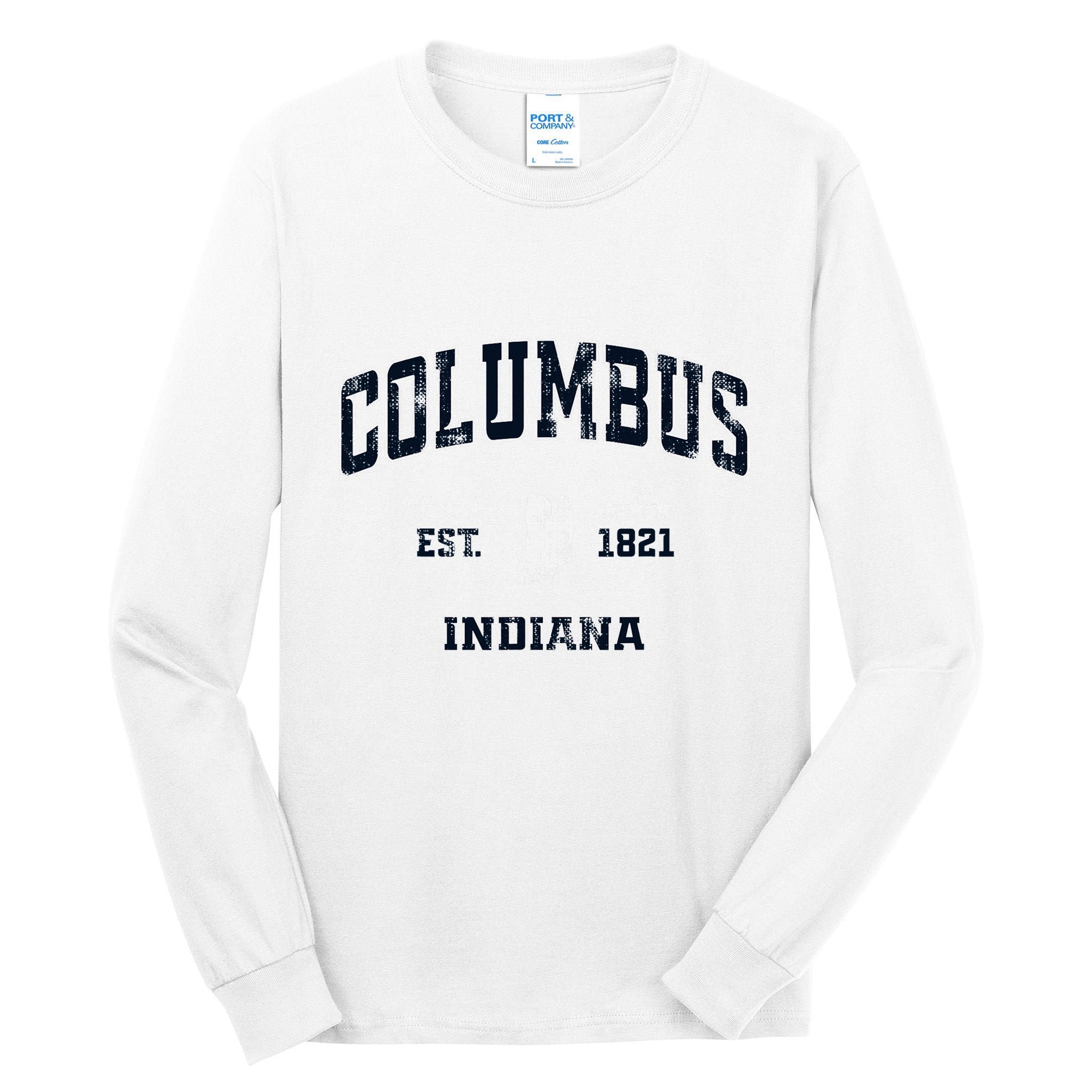 Columbus Indiana In Vintage Athletic Sports Souvenir Tall Long Sleeve T-Shirt
