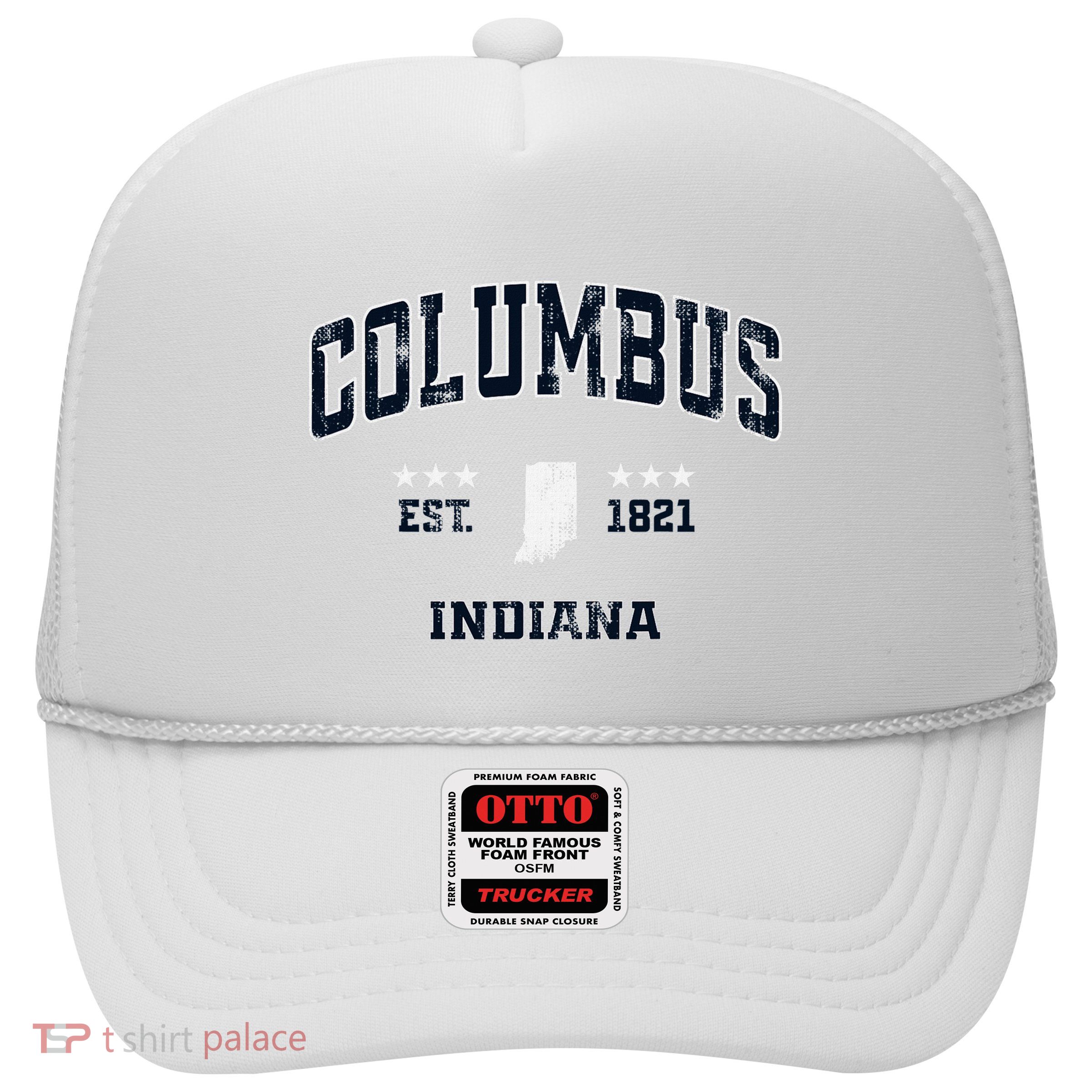 Columbus Indiana In Vintage Athletic Sports Souvenir Trucker Hat
