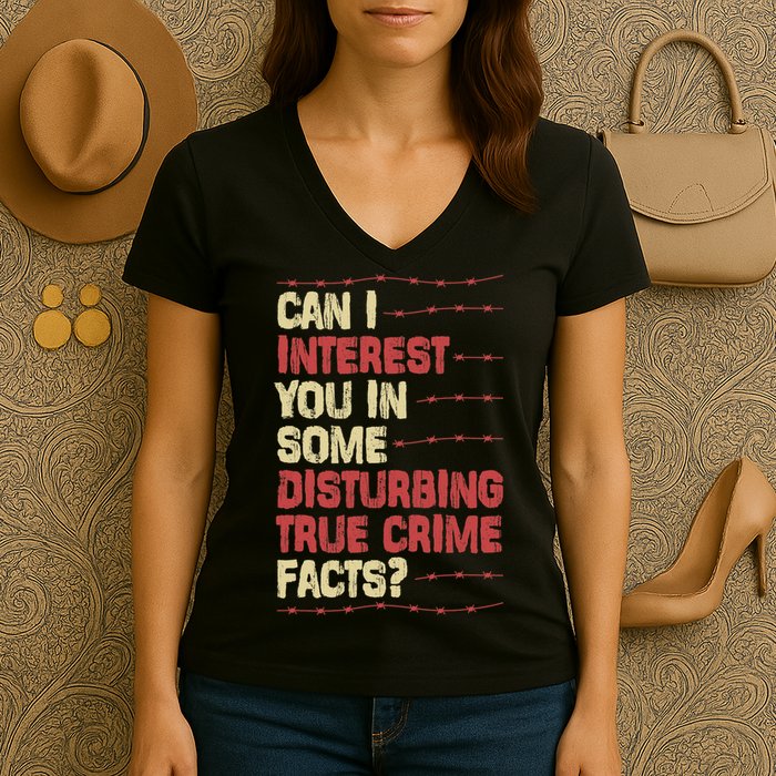 Can I Interest You In Some Disturbing True Crime Facts Women's V-Neck T-Shirt