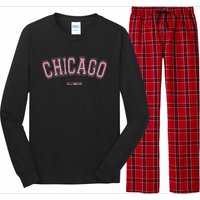 Chicago Illinois Il Varsity Style On Chicago Long Sleeve Pajama Set