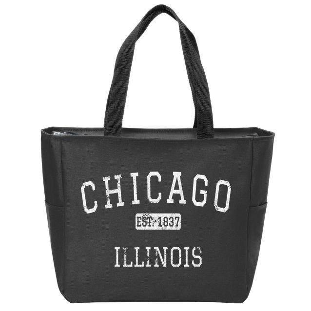 Chicago Illinois IL Vintage Zip Tote Bag