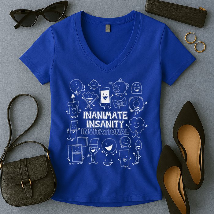 Creator Ink Inanimate Insanity Black And White Matching Women's V-Neck T-Shirt