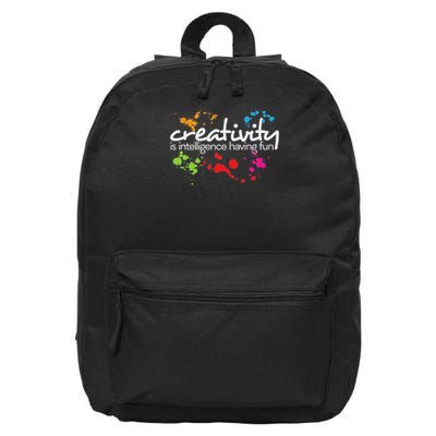 Creativity Is Intelligence Having Fun Colorful Art 16 in Basic Backpack