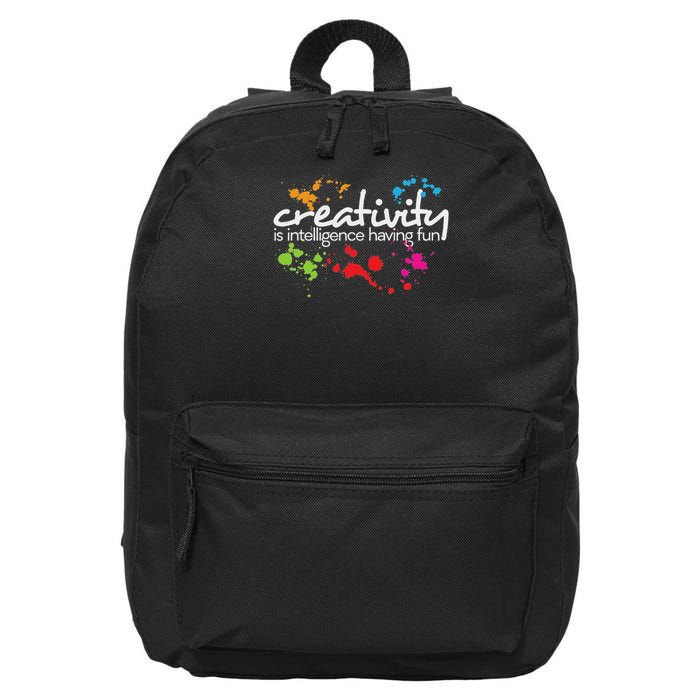 Creativity Is Intelligence Having Fun Colorful Art 16 in Basic Backpack