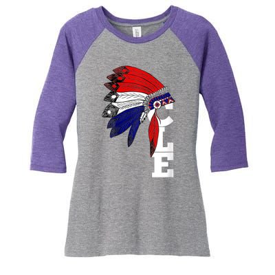 Cleveland Iroqios Indian Tribe Women's Tri-Blend 3/4-Sleeve Raglan Shirt