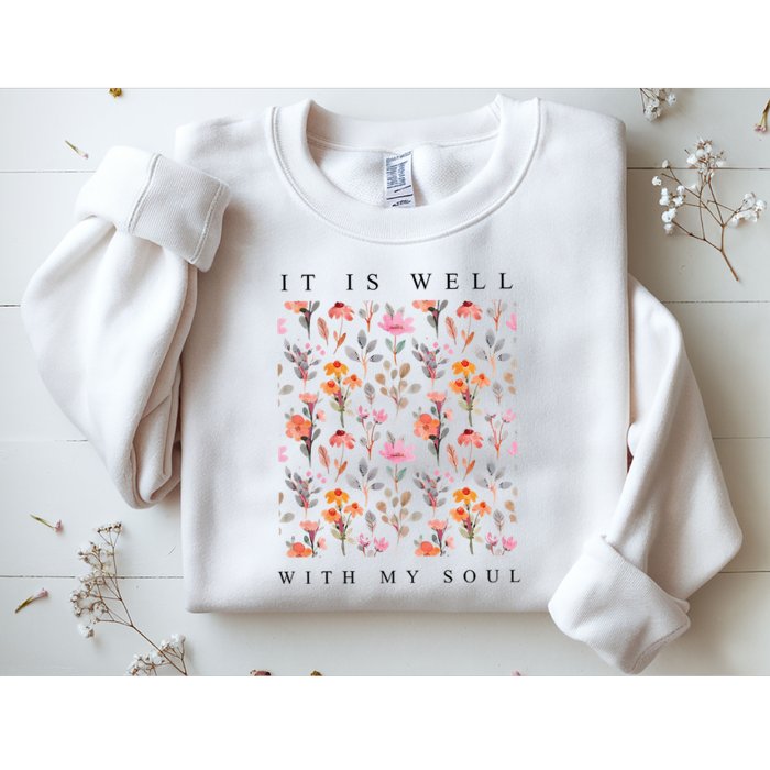 Christian It Is Well With My Soul Vintage Floral Sweatshirt