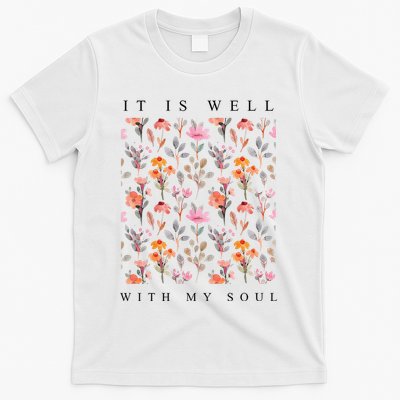 Christian It Is Well With My Soul Vintage Floral T-Shirt
