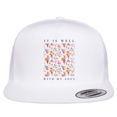 Christian It Is Well With My Soul Vintage Floral Flatbill Hat