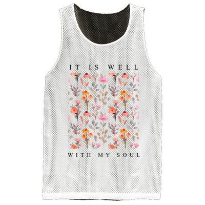 Christian It Is Well With My Soul Vintage Floral Mesh Reversible Basketball Jersey Tank