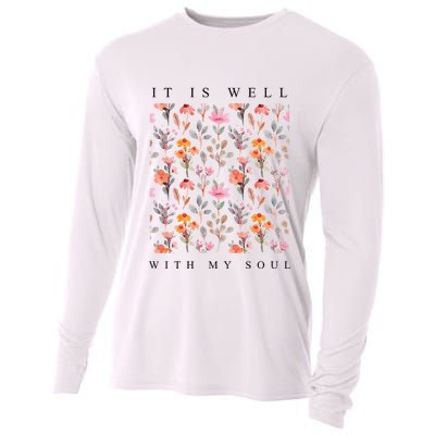 Christian It Is Well With My Soul Vintage Floral Cooling Performance Long Sleeve Crew
