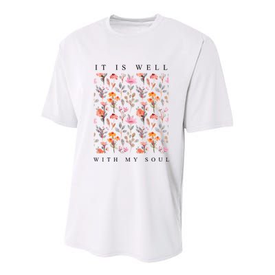 Christian It Is Well With My Soul Vintage Floral Youth Performance Sprint T-Shirt
