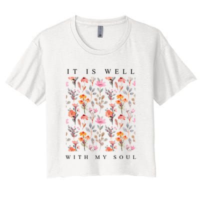 Christian It Is Well With My Soul Vintage Floral Crop Top