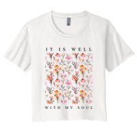 Christian It Is Well With My Soul Vintage Floral Crop Top