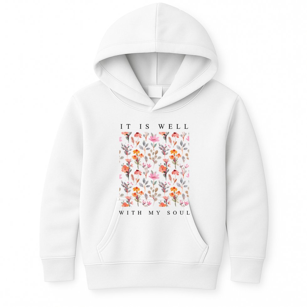 Christian It Is Well With My Soul Vintage Floral Kids Hoodie