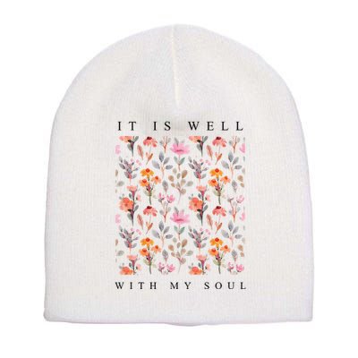 Christian It Is Well With My Soul Vintage Floral Short Acrylic Beanie