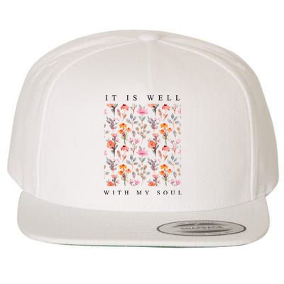 Christian It Is Well With My Soul Vintage Floral Wool Snapback Cap
