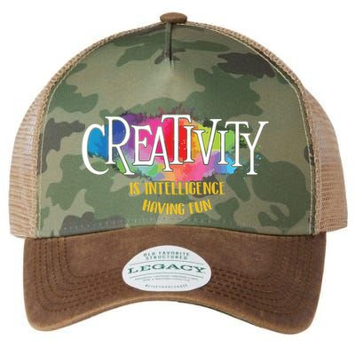 Creativity Is Intelligence Having Fun Artist Drawing Arts Legacy Tie Dye Trucker Hat