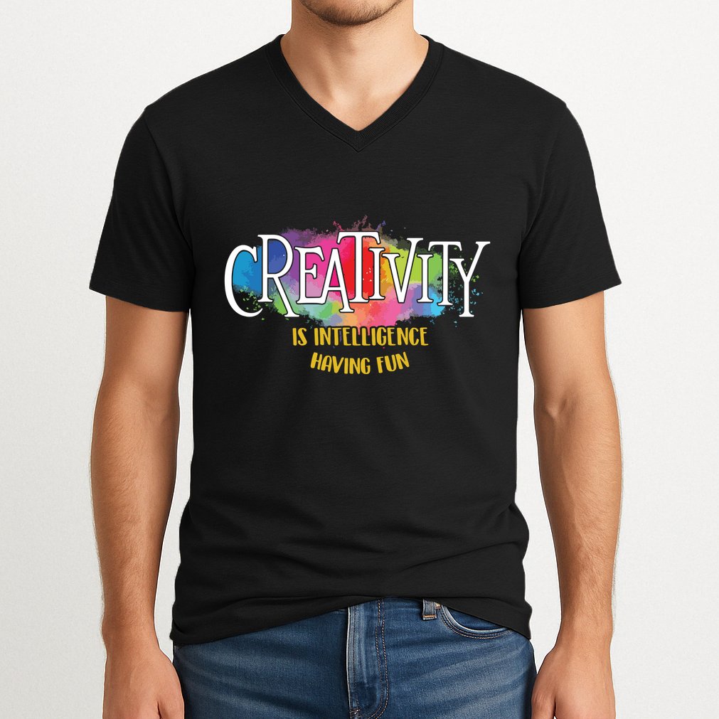 Creativity Is Intelligence Having Fun Artist Drawing Arts V-Neck T-Shirt