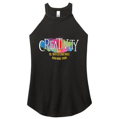 Creativity Is Intelligence Having Fun Artist Drawing Arts Women's Perfect Tri Rocker Tank