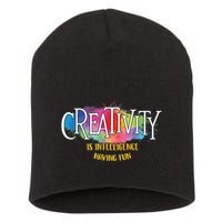 Creativity Is Intelligence Having Fun Artist Drawing Arts Short Acrylic Beanie