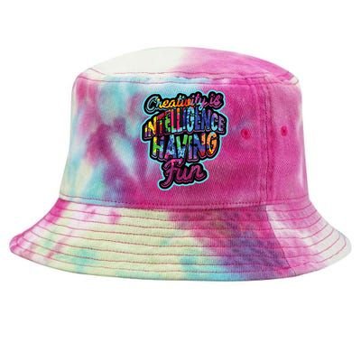 Creativity Is Intelligence Having Fun Artistic Teacher Tie-Dyed Bucket Hat