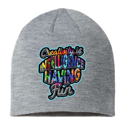 Creativity Is Intelligence Having Fun Artistic Teacher Sustainable Beanie