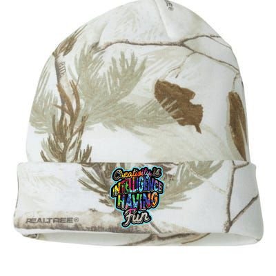 Creativity Is Intelligence Having Fun Artistic Teacher Kati Licensed 12" Camo Beanie