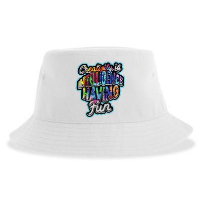 Creativity Is Intelligence Having Fun Artistic Teacher Sustainable Bucket Hat