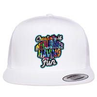 Creativity Is Intelligence Having Fun Artistic Teacher Flat Bill Trucker Hat