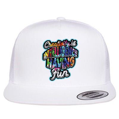 Creativity Is Intelligence Having Fun Artistic Teacher Flat Bill Trucker Hat