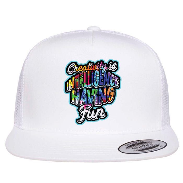 Creativity Is Intelligence Having Fun Artistic Teacher Flat Bill Trucker Hat