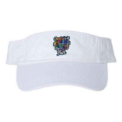 Creativity Is Intelligence Having Fun Artistic Teacher Valucap Bio-Washed Visor