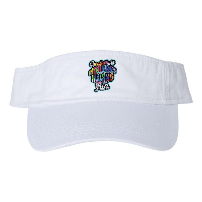 Creativity Is Intelligence Having Fun Artistic Teacher Valucap Bio-Washed Visor