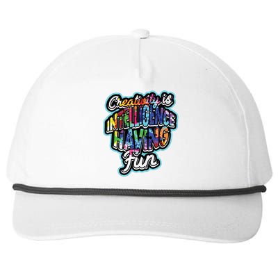 Creativity Is Intelligence Having Fun Artistic Teacher Snapback Five-Panel Rope Hat