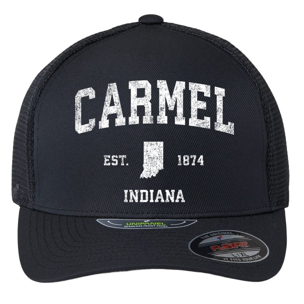Carmel Indiana In Vintage Sports Flexfit Unipanel Trucker Cap