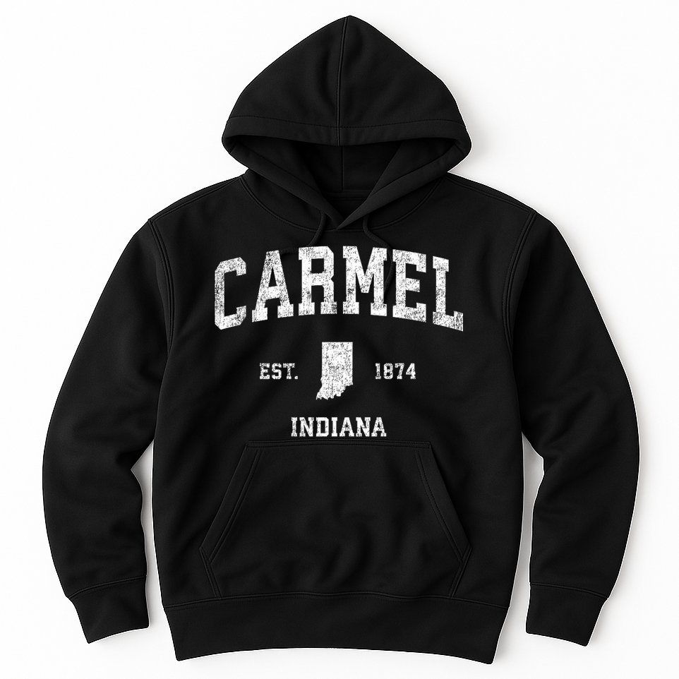 Carmel Indiana In Vintage Sports Hoodie