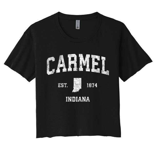 Carmel Indiana In Vintage Sports Women's Crop Top Tee
