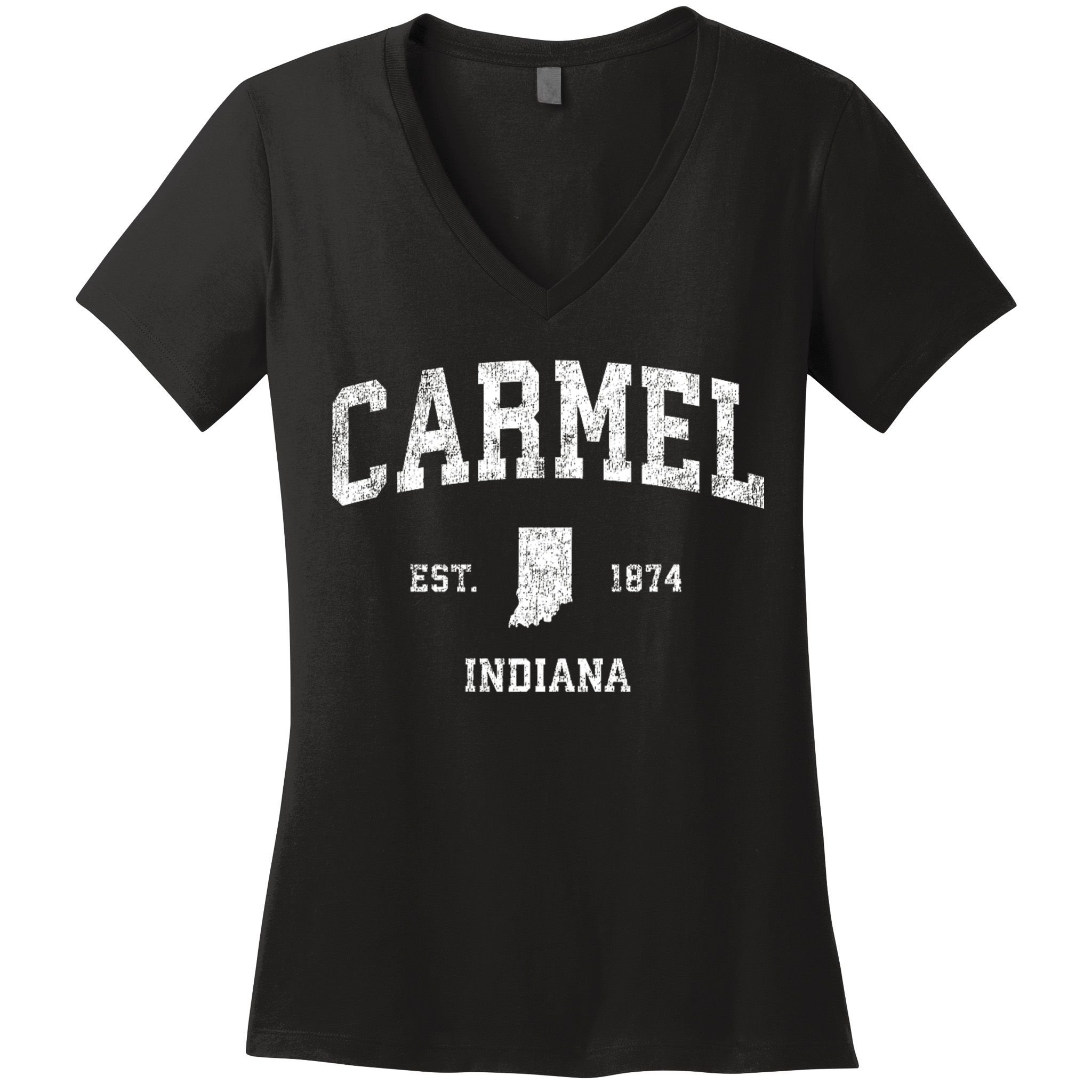 Carmel Indiana In Vintage Sports Women's V-Neck T-Shirt