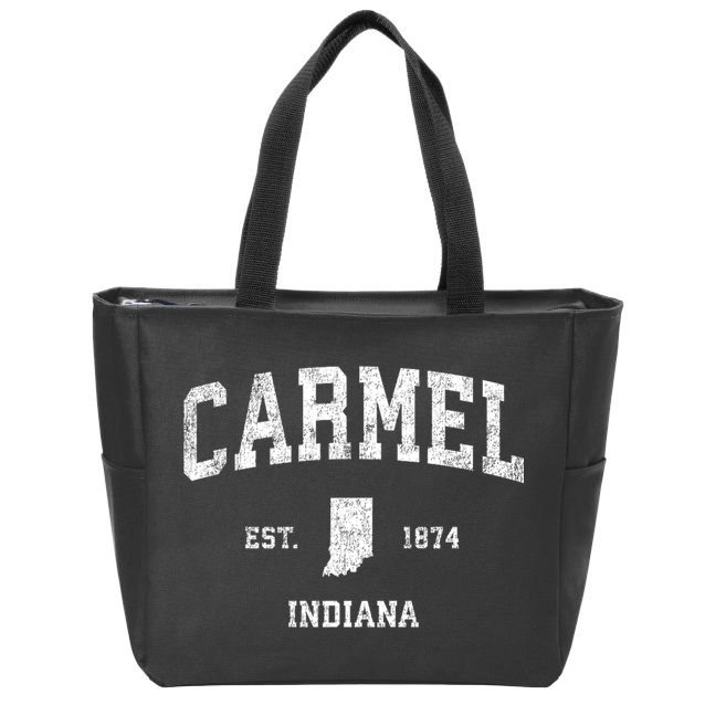 Carmel Indiana In Vintage Sports Zip Tote Bag