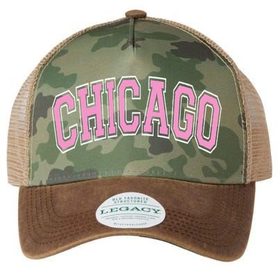 Chicago Illinois IL Varsity Style Pink Text Legacy Tie Dye Trucker Hat