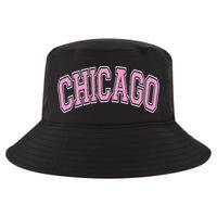 Chicago Illinois IL Varsity Style Pink Text Cool Comfort Performance Bucket Hat